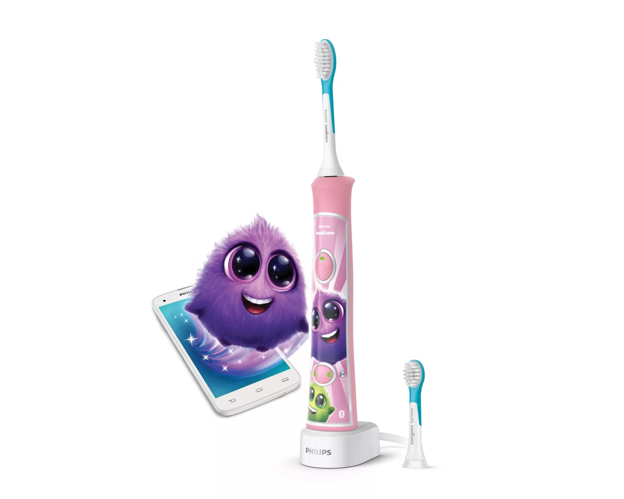 PHILIPS Sonicare For Kids Sonic electric toothbrush HX6352/42 Built-in Bluetooth® Coaching App 2 brush heads AND 10 stickers 2 modes/Damaged package